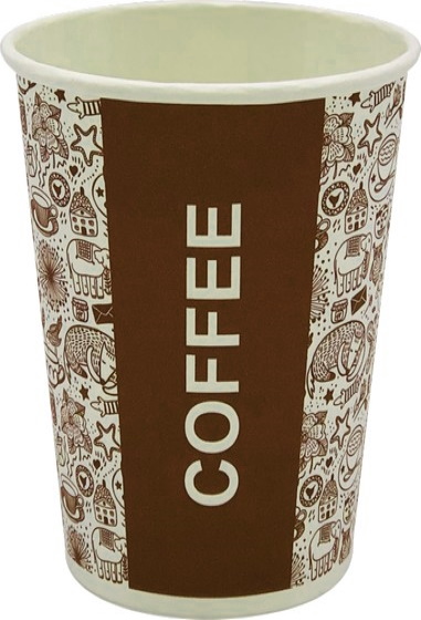 Стакан бумажный 350 мл "Coffee" d 90 мм (крышка 130183, 185, 195, 196, 197)
