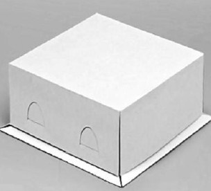 Короб для торта "Хром-Эрзац" 210х210 мм h 100 мм (внешние) белый, картон