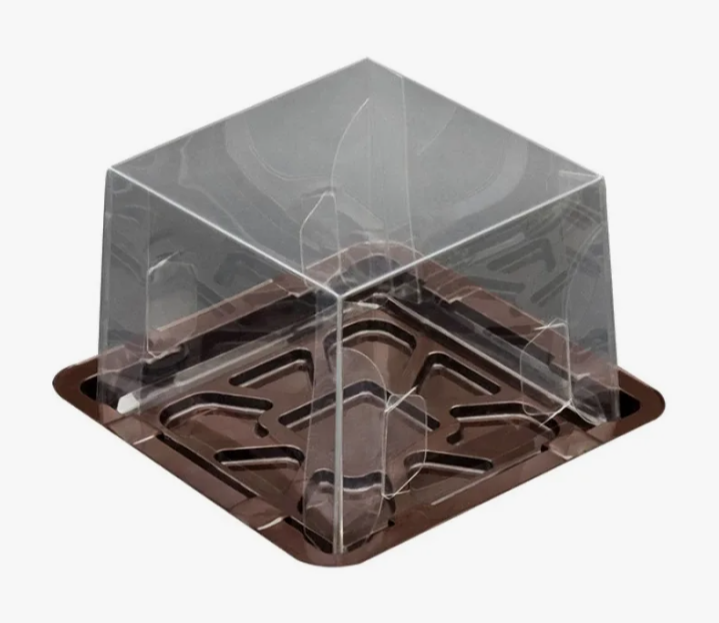 Крышка для пирожного 330 мл 117х117 мм h 80 мм, ПЭТ (дно 241327)