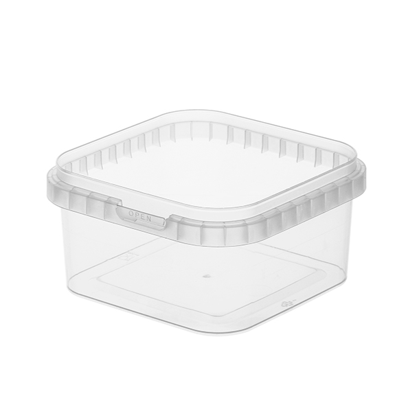 Банка 650 мл прозрачная 126х126 мм h 64 мм плотный ПП (крышка в комплекте)