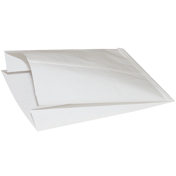 Пакет бумажный 190+60х300 мм белый ламинированный без печати 
