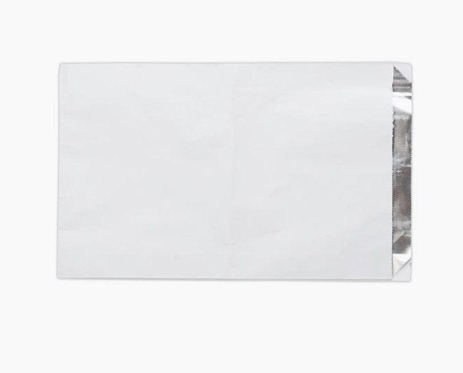 Пакет бумажный 350х190х30 мм белый фольгированный без печати