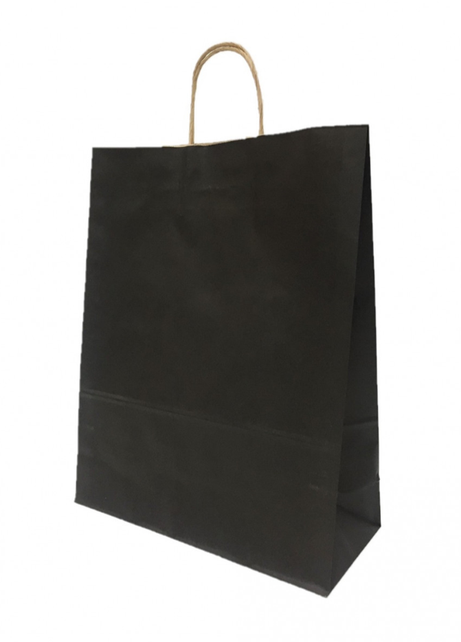 Пакет бумажный 340х260х150 мм чёрный с кручёными ручками