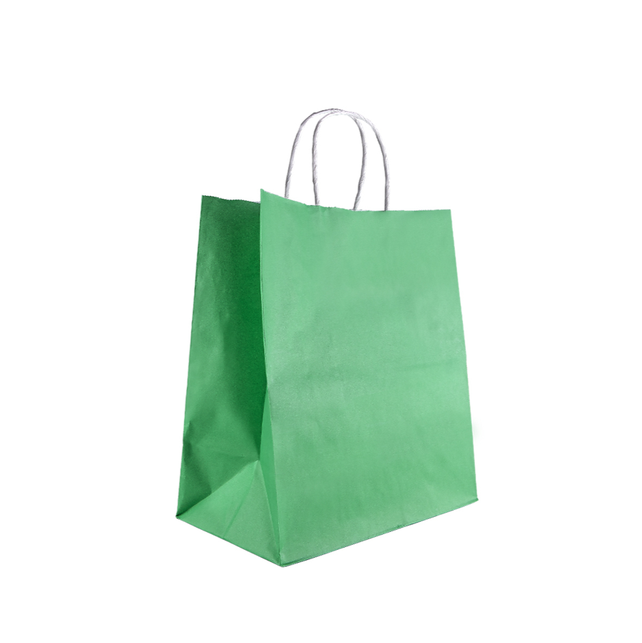 Пакет бумажный 340х260х150 мм зелёный с кручёными ручками
