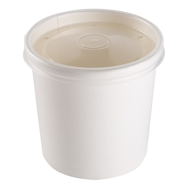 Контейнер для супа 340 мл d 85 мм h 85 мм белый картон (крышка ПП в комплекте)