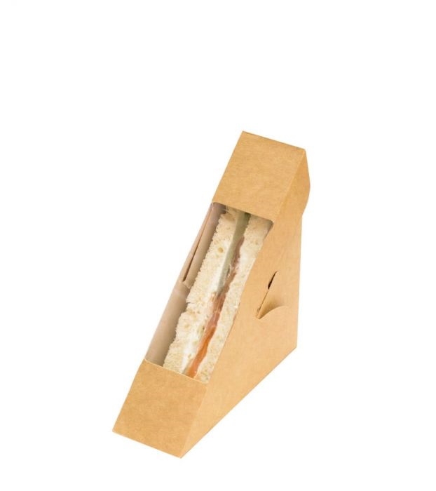Упаковка для сэндвича 130х130х40 мм крафт, с прозрачным окном