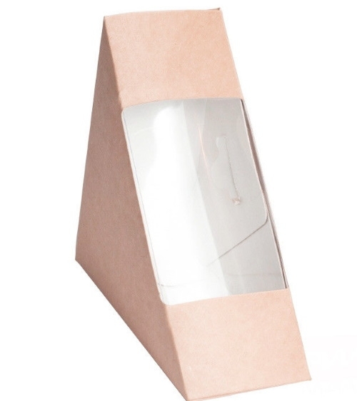 Упаковка для сэндвича 130х130х70 мм крафт с прозрачным окном