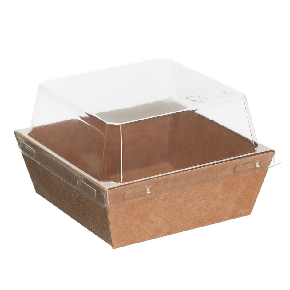 Контейнер 250 мл 80х80х68 мм, крафт (крышка в комплекте)