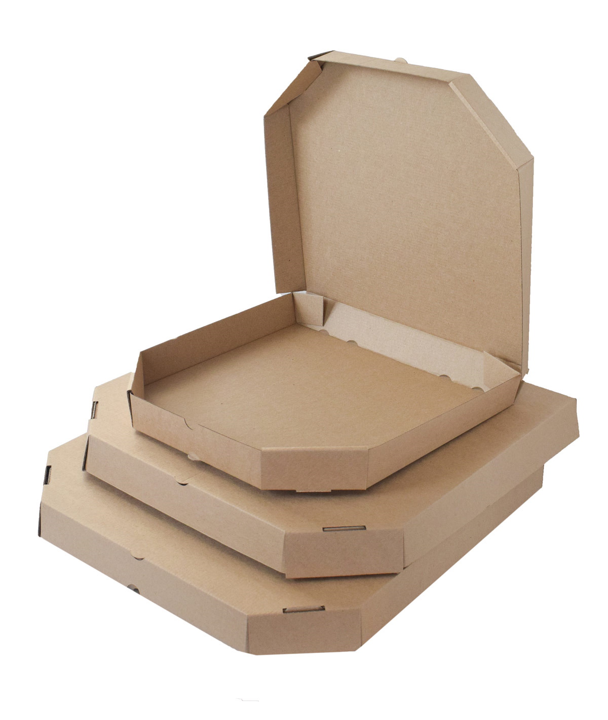 Коробка под пиццу 210х210х40 мм бурый микрогофрокартон, скошенные углы