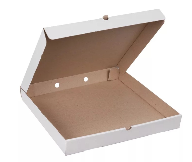 Коробка под пиццу 300х300х40 мм бело-бурый микрогофрокартон
