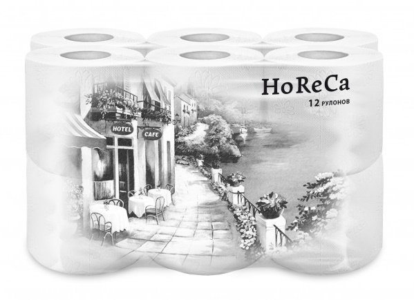 Туалетная бумага "HoReCa" 2 слоя белая 14 метров, 12 рул/уп