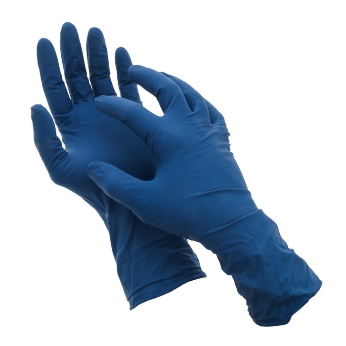 Перчатки латекс особопрочные синие размер L 50 шт/уп