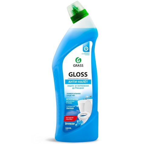 ГРАСС GLOSS "Breeze" 1 литр чистящий гель для ванной комнаты и туалета